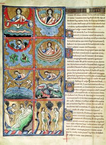 Ms 1 f.4v Die Erschaffung der Welt, aus der Souvigny-Bibel von French School