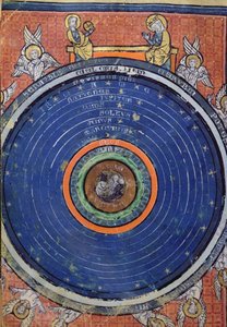 Die Welt nach Aristoteles, Miniatur aus De Philosophia Mundi von Guillaume de Conches, 1276-77