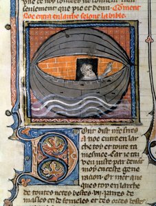 Noah lässt die Taube frei, aus einer Bibel von French School
