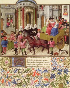 Ms 2617 Theseus macht einen triumphalen Einzug in Athen, aus La Teseida, von Giovanni Boccaccio (1313-75) 1340-41