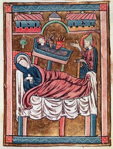 Ms 3016 fol.8 Die Geburt Christi, aus Psautier à l