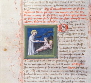 Erschaffung Evas, aus der Bible des Grands Augustins, 1494 von French School