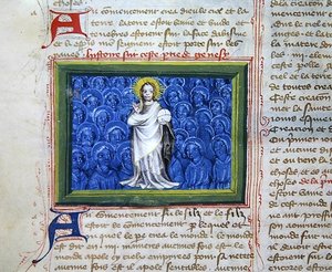 Gott umgeben von Engeln, aus der Bibel des Grands Augustins