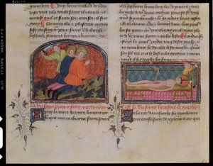 Ms 3682 Die Enthauptung von St. Processus und St. Martinian und das Martyrium von St. Erasmus, aus Legenda Sanctorum Aurea von Jacques de Voragine
