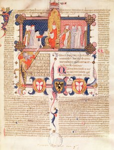 Ms 371 f.1 Jean Andre überreicht sein Werk Papst Clemens V. (ca. 1260-1314) von French School