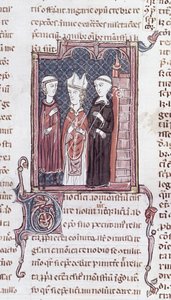 Ms 373 fol.51v Ein Mönch, ein Bischof und ein Abt, aus den Dekreten von Gratien