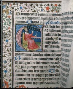 Ms 376 König David spielt ein Glockenspiel, Illustration aus einem Psalter, frühes 15. Jahrhundert