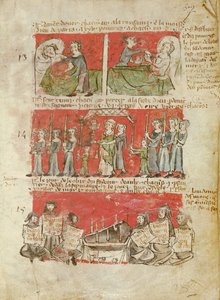 Szenen aus dem Leben der Studenten des College of Hubant oder der Ave Maria, aus den Statuten des College of Hubant, Paris, 1387 von French School