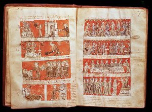 Ms 408 Szenen aus dem Leben der Studenten im College der Heiligen Jungfrau in Paris, aus den Statuten des College of Hubant, 1387 von French School