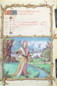 Ms 438 Der Monat April: Ein Herr pflückt Blumen, aus einem Stundenbuch, 1490