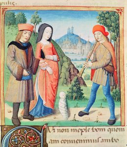 Ms 493 f.9 Die Feier des Kindes, das das Goldene Zeitalter auf Erden wiederherstellen wird, aus den Eklogen von Virgil mit einem Kommentar von Servius, 1469