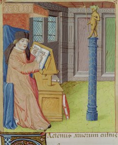 Ms 493 fol.29r Vergil schreibt vor Artemis, aus Die Georgica von Vergil mit Kommentar von Servius, 1469 von French School