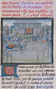 Ms 5190 f.88 Ein Turnier in London: Lanzenstechen, aus Froissarts Chroniken von French School
