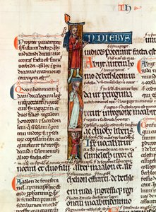 Ms 53 fol.29 Historisierte Initiale I, die Ruth mit ihrem Ehemann und Söhnen darstellt, aus dem Livre de Ruth