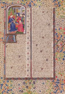 Ms 927 Fol.186 Präsentation der Politik an den König, aus Ethik, Politik und Ökonomie von Aristoteles (384-322 v. Chr.) von French School