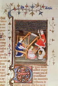 Tanaquil beim Weben, aus `De Claris Mulieribus, aus den Werken von Giovanni Boccaccio, 1402 von French School