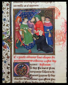 Ms Fr 2029 fol.30v. Hugues I. Capet (941-996), der König mit einem Hut von French School
