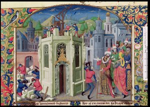 Sultan Omar initiiert den Wiederaufbau des Tempels von Jerusalem, aus der Histoire de la conquete de Jerusalem von Wilhelm von Tyrus (ca. 1130-85) ca. 1470 von French School