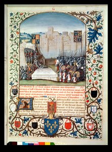 Die burgundische und englische Armee, aus Anciennes Chroniques d