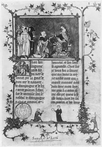 Ms fr 13568 fol.1 Jean de Joinville überreicht sein Buch über St. Louis an Louis X den Eigensinnigen