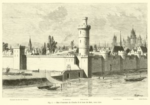 Stadtmauer von Karl V. und Turm des Bois, um 1450 von French School