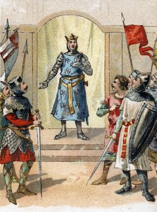 Meine Krone dem Tapferen, sagte Philippe Auguste am 27. Juli 1214 zu den Herren am Vorabend der Schlacht von Bouvines. von French School