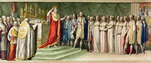 Napoleon Bonaparte (1769-1821) krönt sich selbst mit der Eisernen Krone der Langobarden in Mailand, 1805
