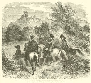 Napoleon besucht die Ruinen von Dierstein (Gravur) von French School