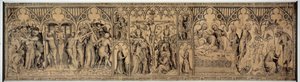 Narbonnes Belagerung. Anonyme Zeichnung der französischen Schule der 2. Hälfte des 14. Jahrhunderts. Grauwaschung und Samit. Louvre Museum von French School