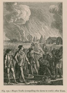 Negerhandel (Zwingen der Sklaven zur Arbeit); nach Eisen (Gravur) von French School