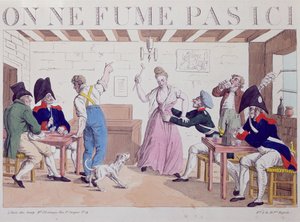 Rauchverbot Karikatur gegen die Anwesenheit der alliierten Truppen in Paris, 1815 von French School