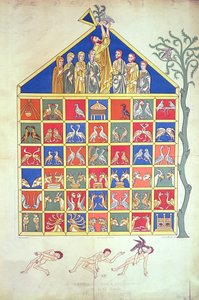 Arche Noah, Faksimile eines Originalmanuskripts aus dem 12. Jahrhundert, 19. Jahrhundert von French School