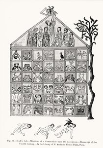 Noahs Arche, Miniatur aus einem Kommentar zur Apokalypse, Illustration aus Wissenschaft und Literatur im Mittelalter und der Renaissance, geschrieben und graviert von Paul Lacroix, 1878 von French School