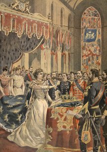 Verfassungseid von Königin Wilhelmina, Illustration aus Le Petit Journal: Supplement illustre, 1898 von French School