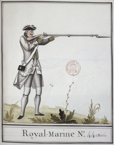 Offizier der Marine Royale mit einem Bajonettgewehr, 1768 von French School