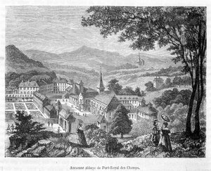 Alte Abtei von Port Royal des Champs (Port-Royal-des-Champs) Vogelperspektive - Gravur