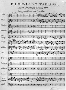 Eröffnungsseite der Partitur von Iphigénie en Tauride von Gluck (Druck) von French School