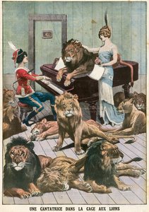 Opernsängerin in einem Löwenkäfig von French School