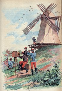 Optischer Telegraf - Der optische Telegraf oder Telegraf Chappe im 19. Jahrhundert - Gravur in „Wissenschaften für alle - Populäre Physik und Chemie“ von Alexis Clerc - Ende 19. Jahrhundert - Private Sammlung