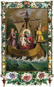 Unsere Liebe Frau von Boulogne, Heilige Jungfrau Maria und Jesuskind (Christus) in einem Boot auf dem Meer