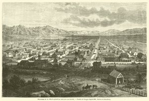Panorama der Stadt am Großen Salzsee (Stadt der Heiligen) (Gravur) von French School