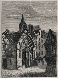 Paris - Rue Saint-Martin, Kirche Saint-Julien-des-Ménétriers - Gravur in 