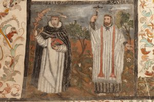 Pfarrkirche (Església de la Mare de Déu de Solers). Innenraum. Die Schiffe. Wandmalereien. Detail. 16. Jahrhundert (?) von French School