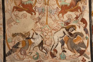 Pfarrkirche (Església de la Mare de Déu de Solers). Innenraum. Die Schiffe. Wandmalereien (Detail). 16. Jahrhundert (?)