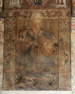 Pfarrkirche (Església de la Mare de Déu de Solers). Innenraum. Die Kirchenschiffe. Wandmalereien. (Detail) 16. Jahrhundert (?) von French School