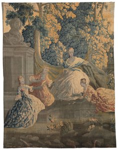 Pastorale Tapisserie, Aubusson oder Felletin, drittes Viertel des 18. Jahrhunderts von French School