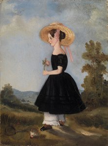 Bauernmädchen mit Hut in einer Landschaft, 1840