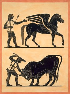 Pegasus, mit Herkules, der den Stier tötet von French School