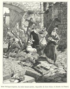 Verfolgung der französischen Juden während der Herrschaft von König Philipp Augustus, Ende des 12. Jahrhunderts von French School