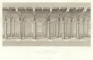 Persepolis, Halle der Hundert Säulen, Perspektivische Ansicht des Innenraums, restauriert von Ch Chipiez von French School